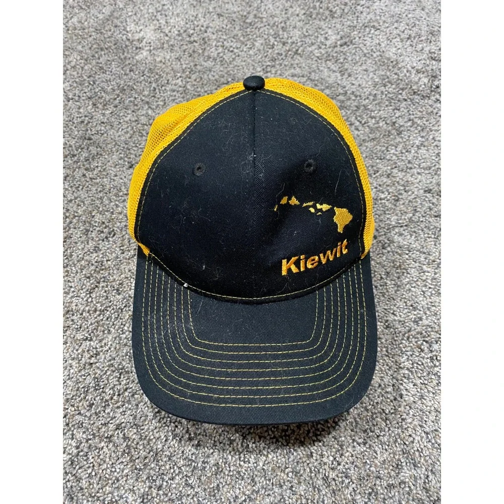 Port Authority Trucker Hat Mens OSFA Black Yellow Good Kiewit Hawaii Snapback